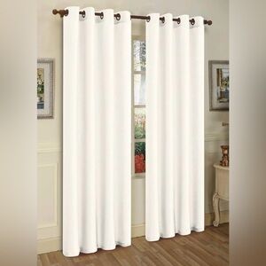 Modern White Faux Silk Blackout Draperies 104” Length - 2 Panels